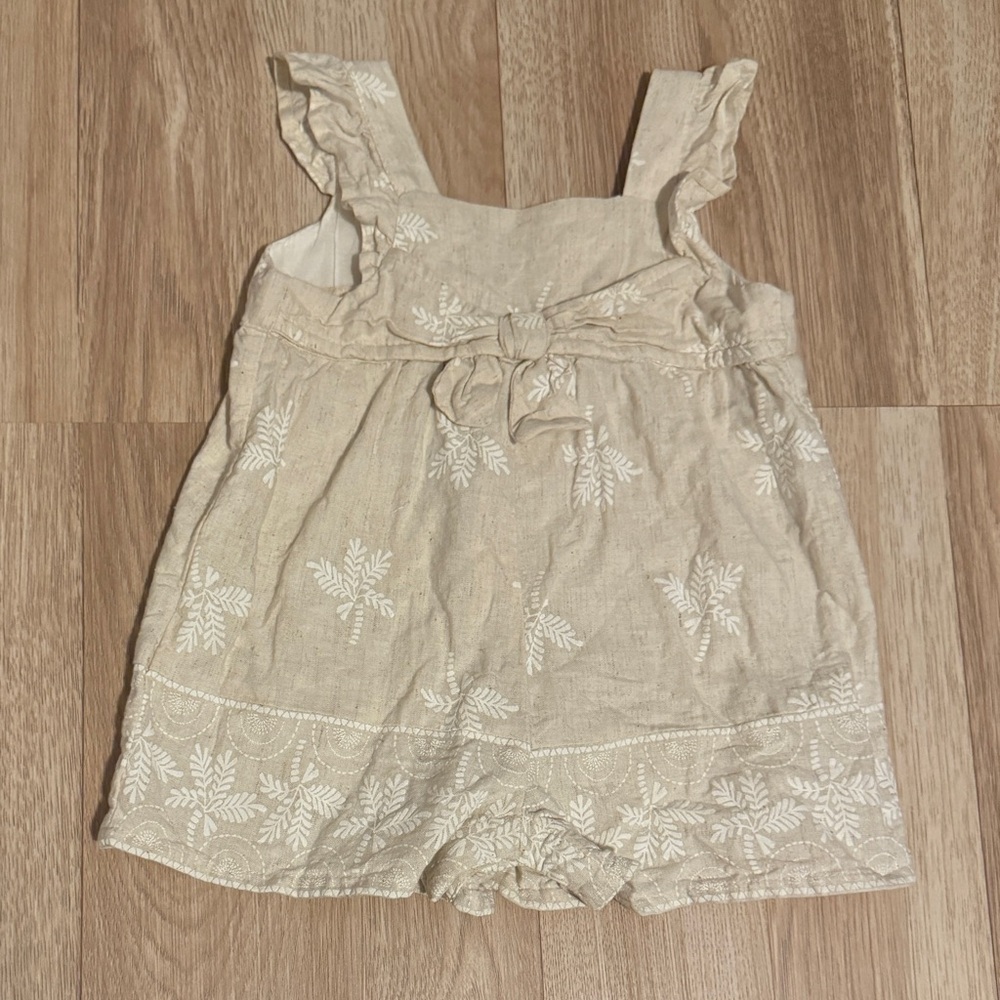 Baby Girl Mayoral Palm Linen Romper - 6 Months
